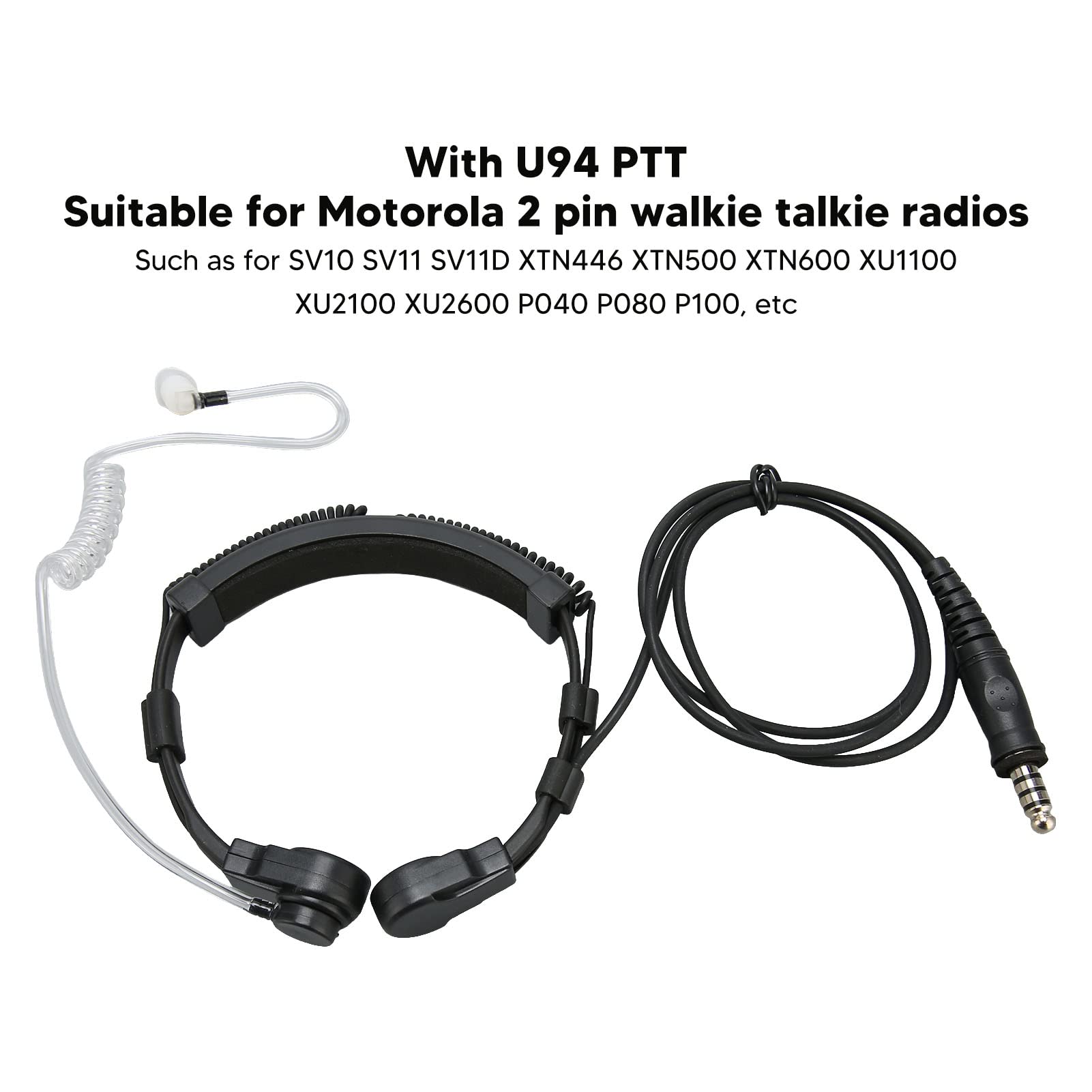 Septpenta Casque Micro Tactique pour Gorge avec U94 PTT pour Xtn600 SV22C SU220 XV2600 XU2600 2 Broches, Oreillette Stable et Fiable pour Le Ski, L'Alpinisme, d'autres Sports Extrêmes