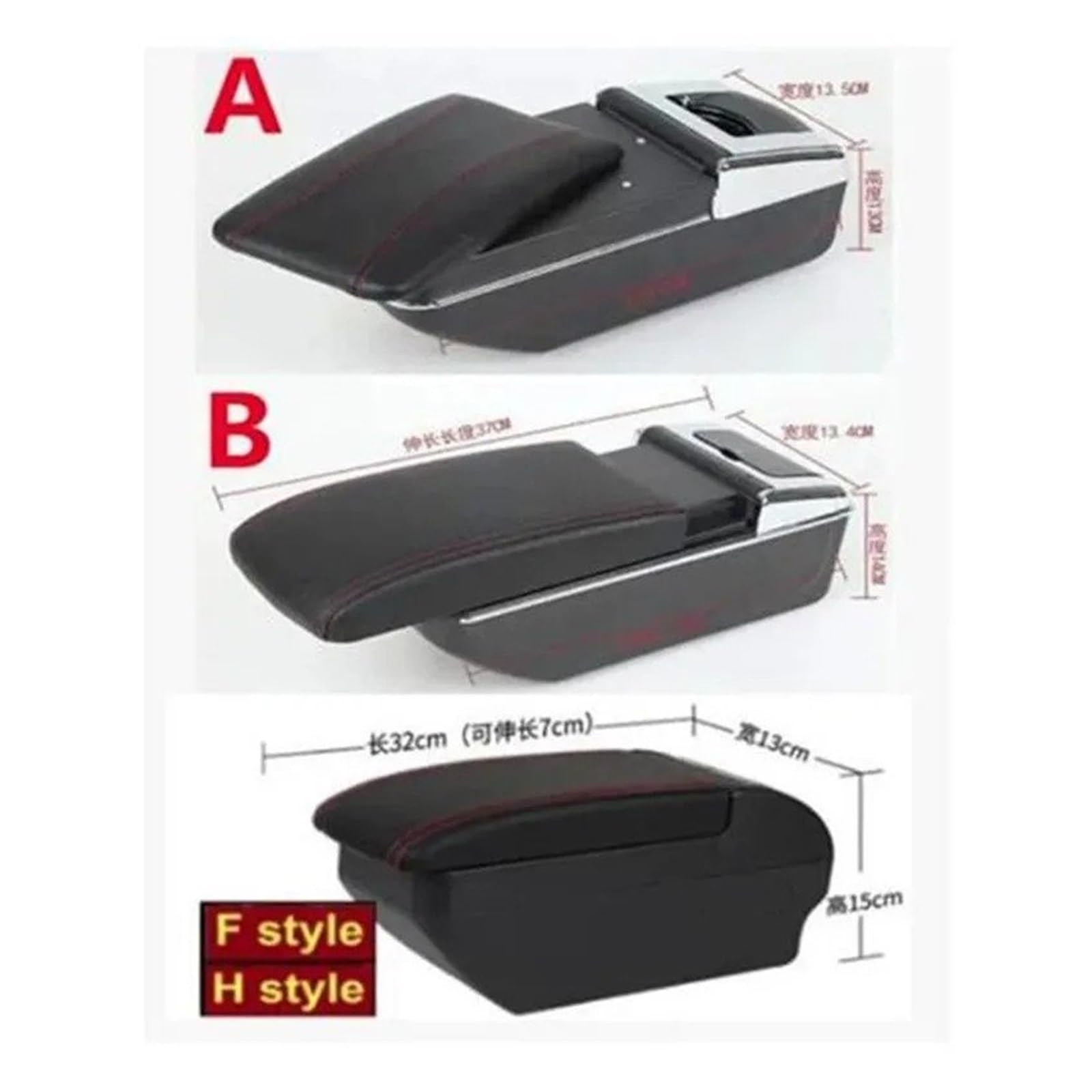 Dla Citroen do C3 podłokietnik do samochodu schowek środkowy akcesoria do modernizacji wnętrza samochodu podłokietnik konsola (F All Black No USB)