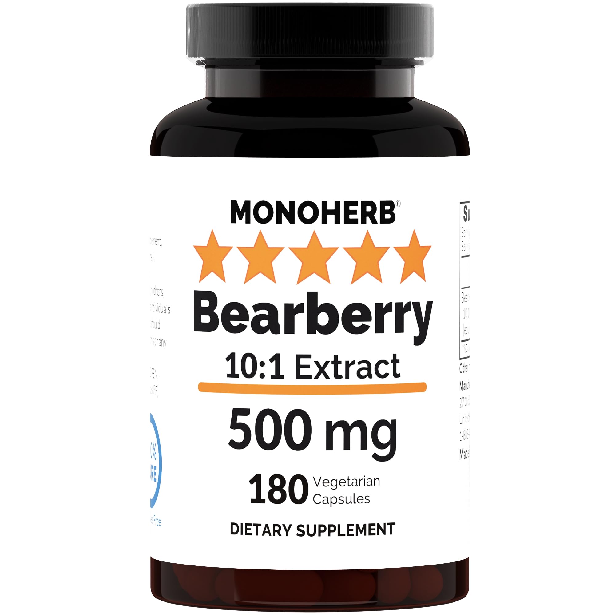 MONOHERB Bearberry Extract 500 mg - 180 Capsules
