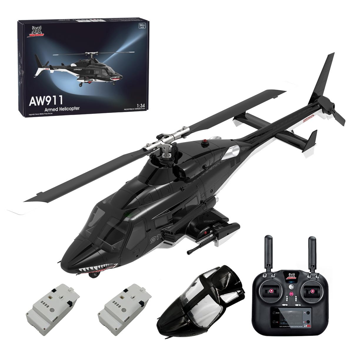 1/34 AW-911 RC Elicottero RC 2.4G 9CH Flybarless RC Helicopter