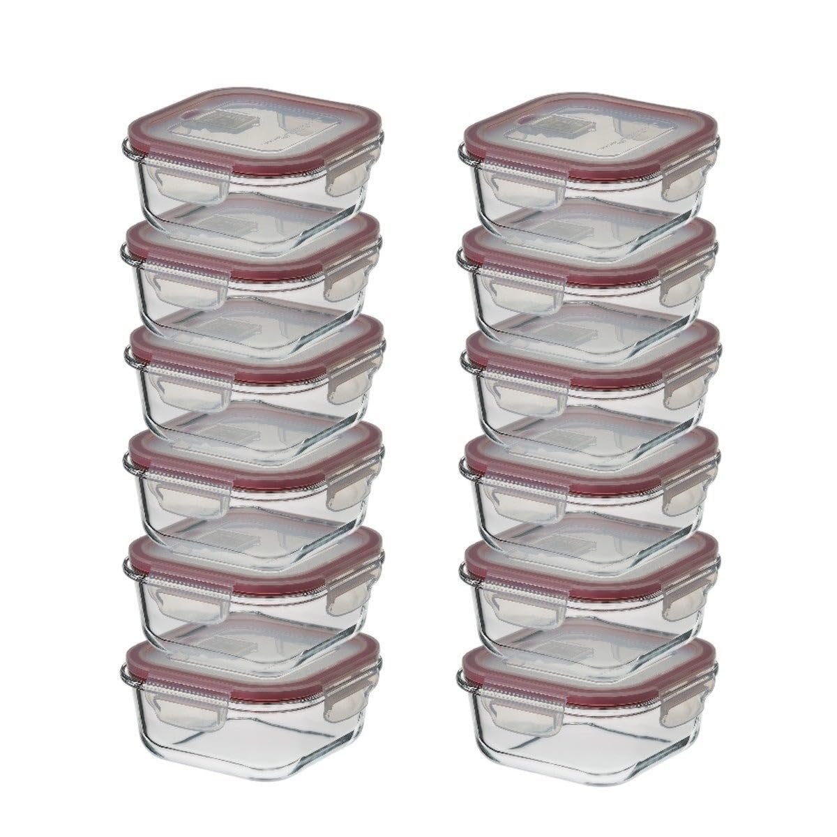 Set 12 tapers rectangulares de cristal borosilicato de 1100 ml | Con válvula de ventilación y libres de BPA. Herméticos y súper resistentes al horno, microondas o congelación.