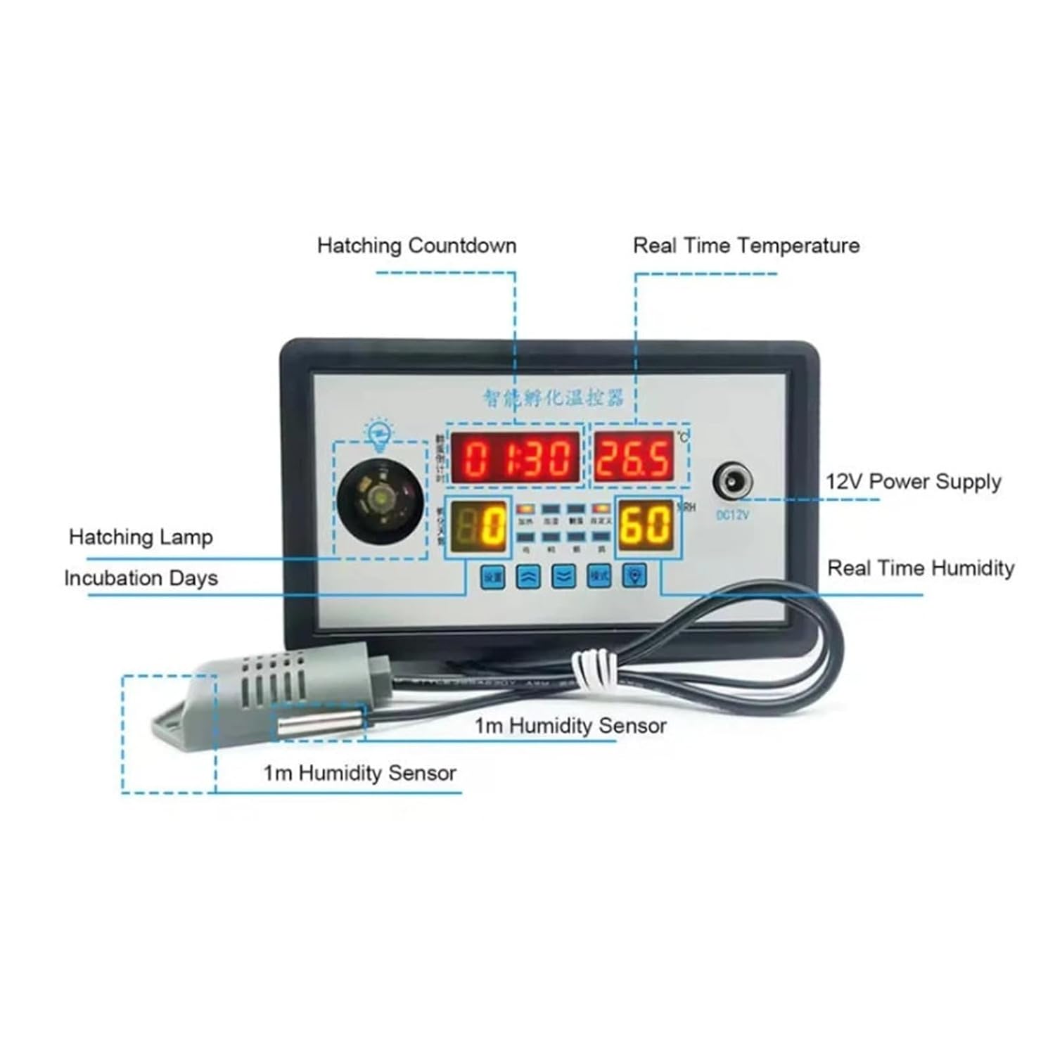 Thermostat Digital ZFX-W9002 Thermostat Temperature Humidity Control Incubator Automatic Turning 12V/220V(ZFX-W9002 12V)