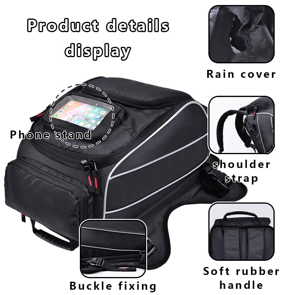 Bolsa Deposito Moto para Kawasaki Stockman 2012-2022, Bolsa Tanque para Motocicleta Bolsillo Frontal Transparente para Guía Navegación Viaje