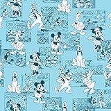 Springs Creative Products Disney Mickey & Friends Sensational 6 Comic Strip Blue 100 Percent Cotton Fabric Sold by The Yard. , 44 Inches