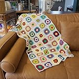 CZQLWW Handmade Crochet Throw Blanket Granny Blanket Sweater Style Year Round Gift Indoor Outdoor Travel Accent Throw for Sofa Comforter Couch Bed Recliner Living Room Home Decor 47' x23' (White)