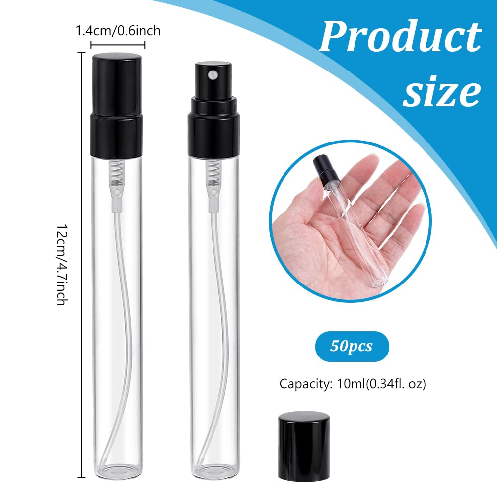 PH PandaHall 50 Stück 10ml Glas Parfümflaschen Mini Sprühflasche Reisegröße Leerer Parfümzerstäuber Für Ätherische Öle Auf Reisen Geschenk Zu Weihnachten Und Zum Muttertag