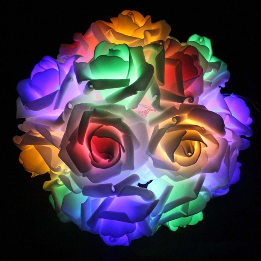 Morbuy Fairy String Lights, 20LED/30LED/40LED/50LED Rose Flower Fairy String Lights for Wedding Festival Garden Party Christmas Decoration Supplies (2M/20LED, Colorful)