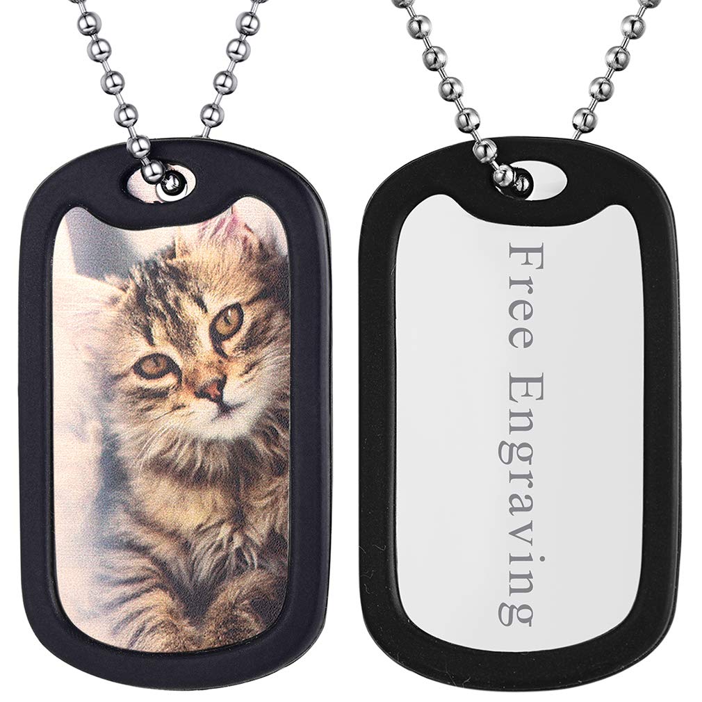 FaithHeartCollar Chapa Militar Personalizada con Foto Colgante Placa Acero Inoxidable 316L Hombre Joyería Personalizable Memorial con Imagen