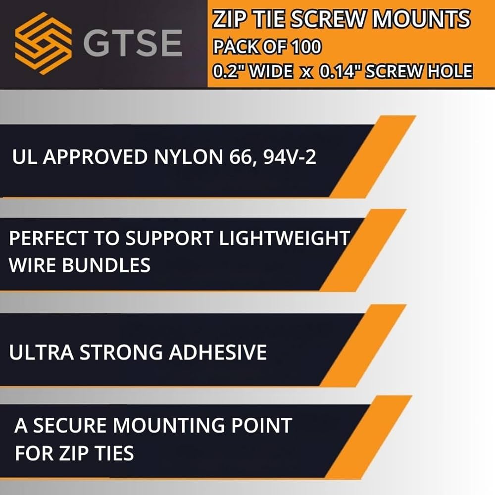 Amazon.com: GTSE 100 Pack Of Black Screw Mounts, Zip Ties Up
