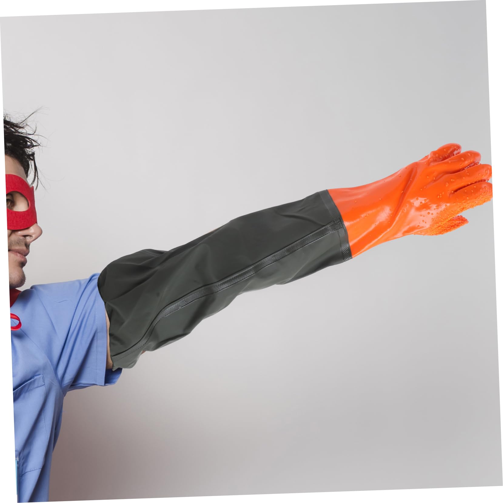 Operitacx 4 Guantes Impermeables de Pesca y Jardinería Guantes de Limpieza Largos Accesorios Profesionales para Acuarios y Antideslizantes y Reutilizables Naranja