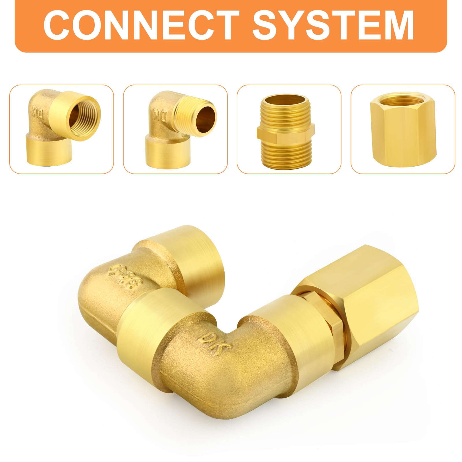 GASHER 8PCS 1/4 pulgada BSP latón accesorios de tubería, Hex Nipple, Hex de acoplamiento, 90 grados Barstock calle codo accesorios de manguera de aire