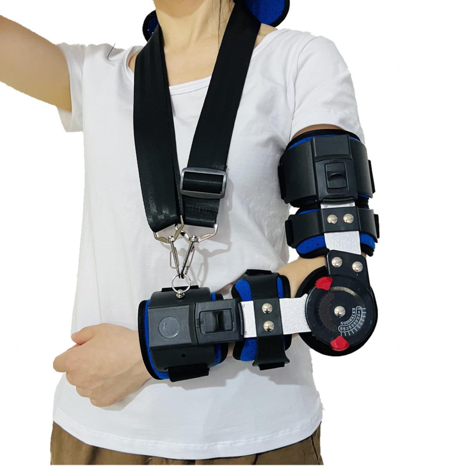 VIDECOR Aufklappbare Ellenbogenstütze, Postoperative Ellenbogenstütze mit Riemen, Medizinisch Verstellbare Ellenbogen-Wegfahrsperre, Verletzungswiederherstellung,Left