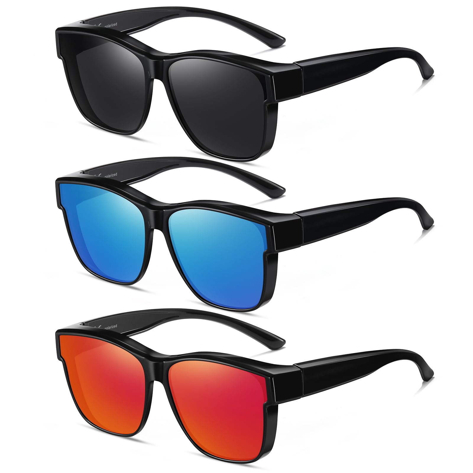 Wzerry Polarisierte Sonnenbrille für Damen, passt über Brillen, UV400-Schutz, große Schattierungen für Fahren und Outdoor