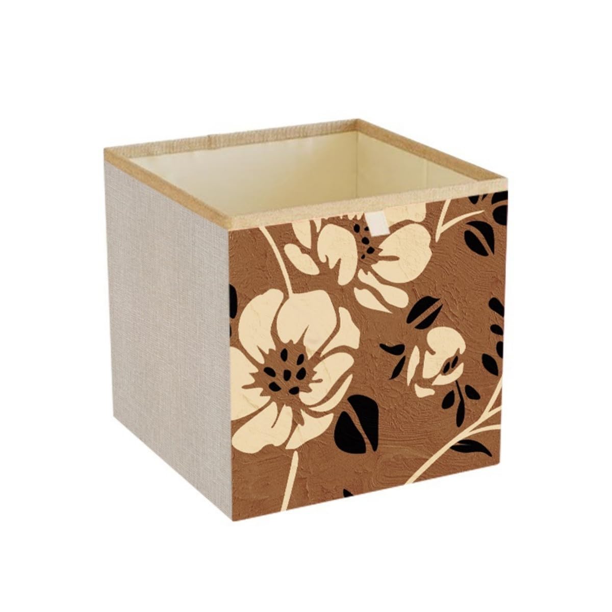 Surwin Collapsible Storage Boxes, Vintage-style Prints Oxford Fabric Storage Cube Unit, Organiser Basket Bin Drawers Containers for Closet Shelf Home Utility Room (Floral,11.8x11.8x11.8in)
