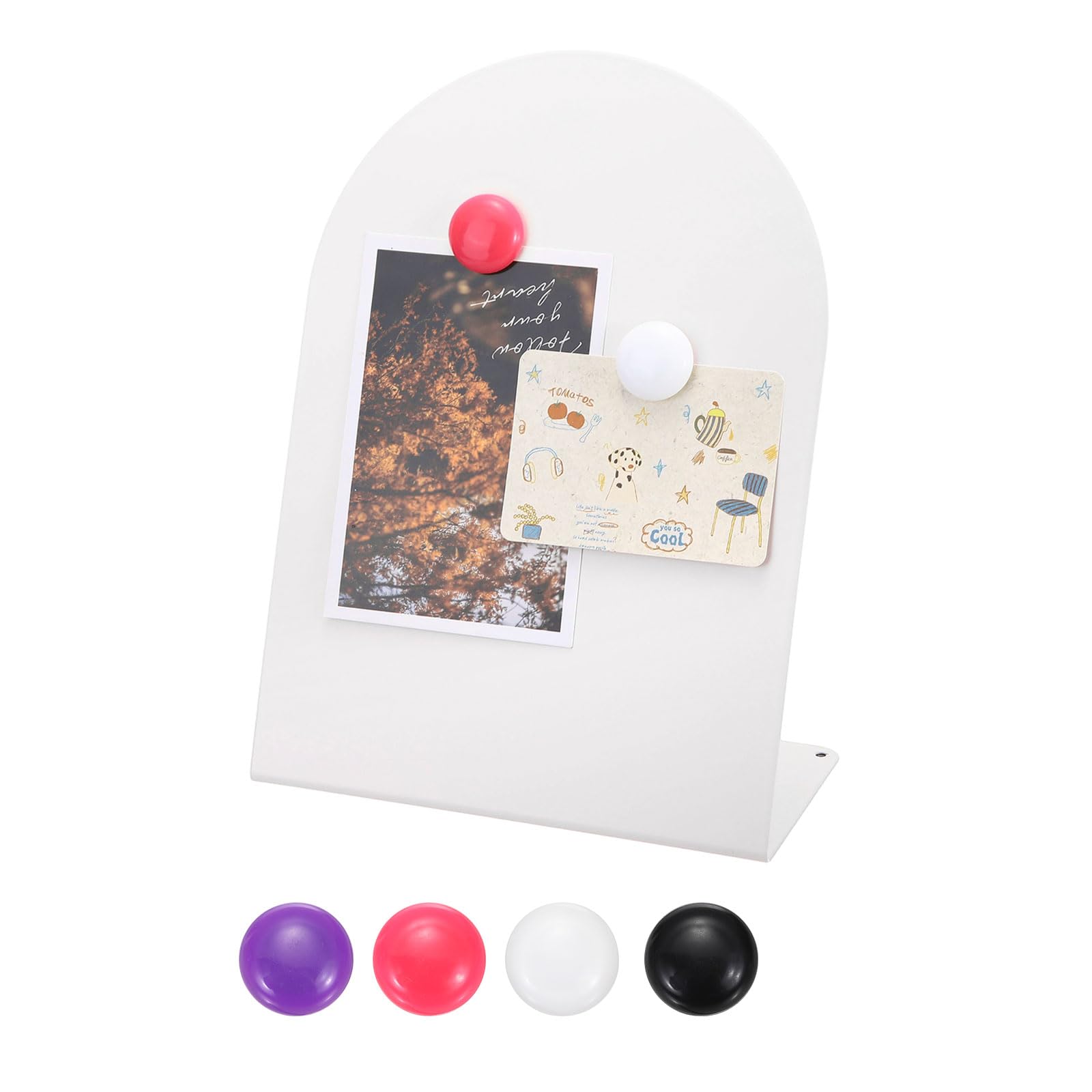 PATIKIL Magnetic Bulletin Board, Metal Magnet Board Tabletop Memo Display Easel Stand with 4 Colorful Magnets for Home Office Kitchen Restaurant Cafe Supplies, White