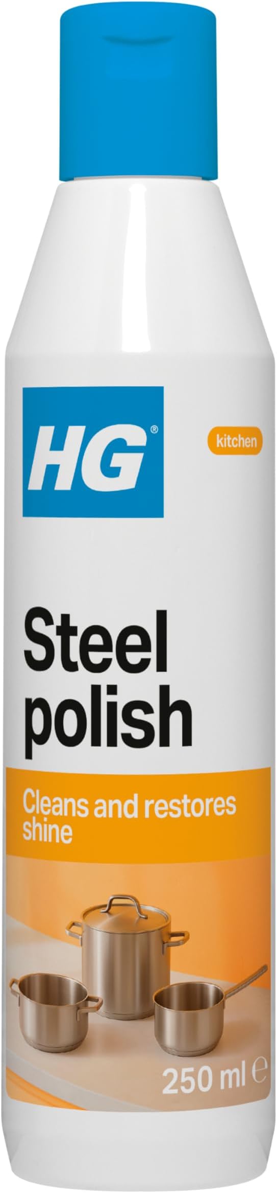 Steel Polish, Stainless Steel Cleaner & Protector, Chrome & Copper Metal Cleaner, Stainless Steel Polish, Kitchen Cleaner for Metal, Multi Surface Cleaner & Metal Kitchen Worktop Cleaner - 250ml