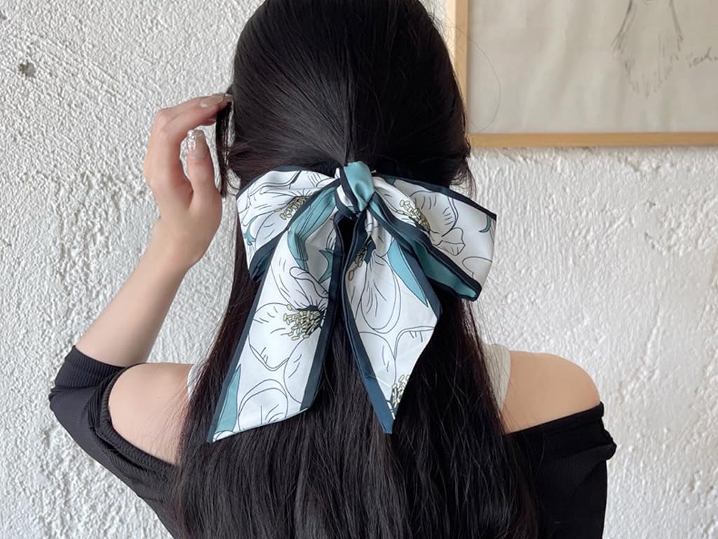 Foulard Capelli Donna in Raso Effetto Seta, 8 Pezzi Sciarpa Stretta Multiuso con Fantasie Floreali, Sciarpa a Nastro per Borsetta, Testa Collo Decorazione Copricapo Sciàrpa, per Borse, Capelli,