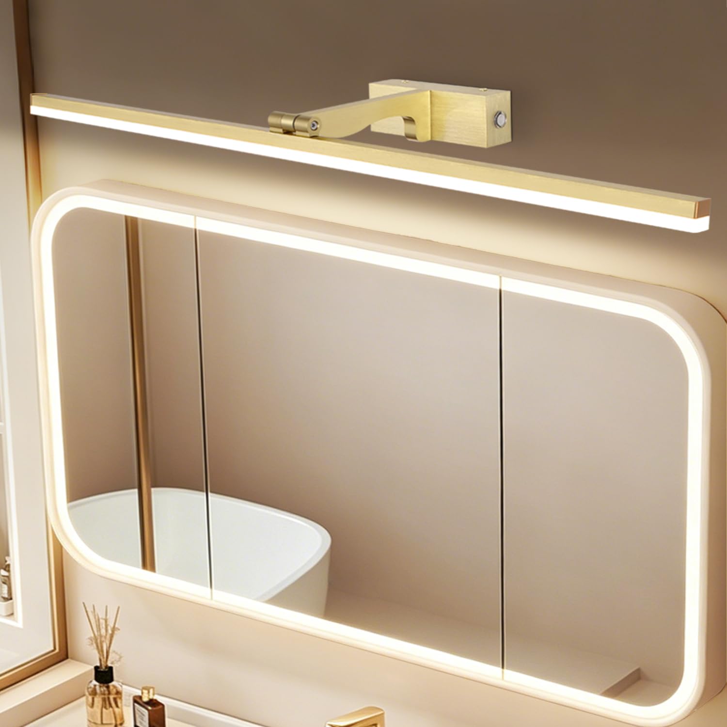 LED Lampada da Parete Temperatura Colore Regolabile, 80cm 16W Applique Illuminazione per Pareti Bagno Nero Spazzolato Luci da Esposizione con Testa Della Lampada Girevole Luci Lettura Faretti da Muro