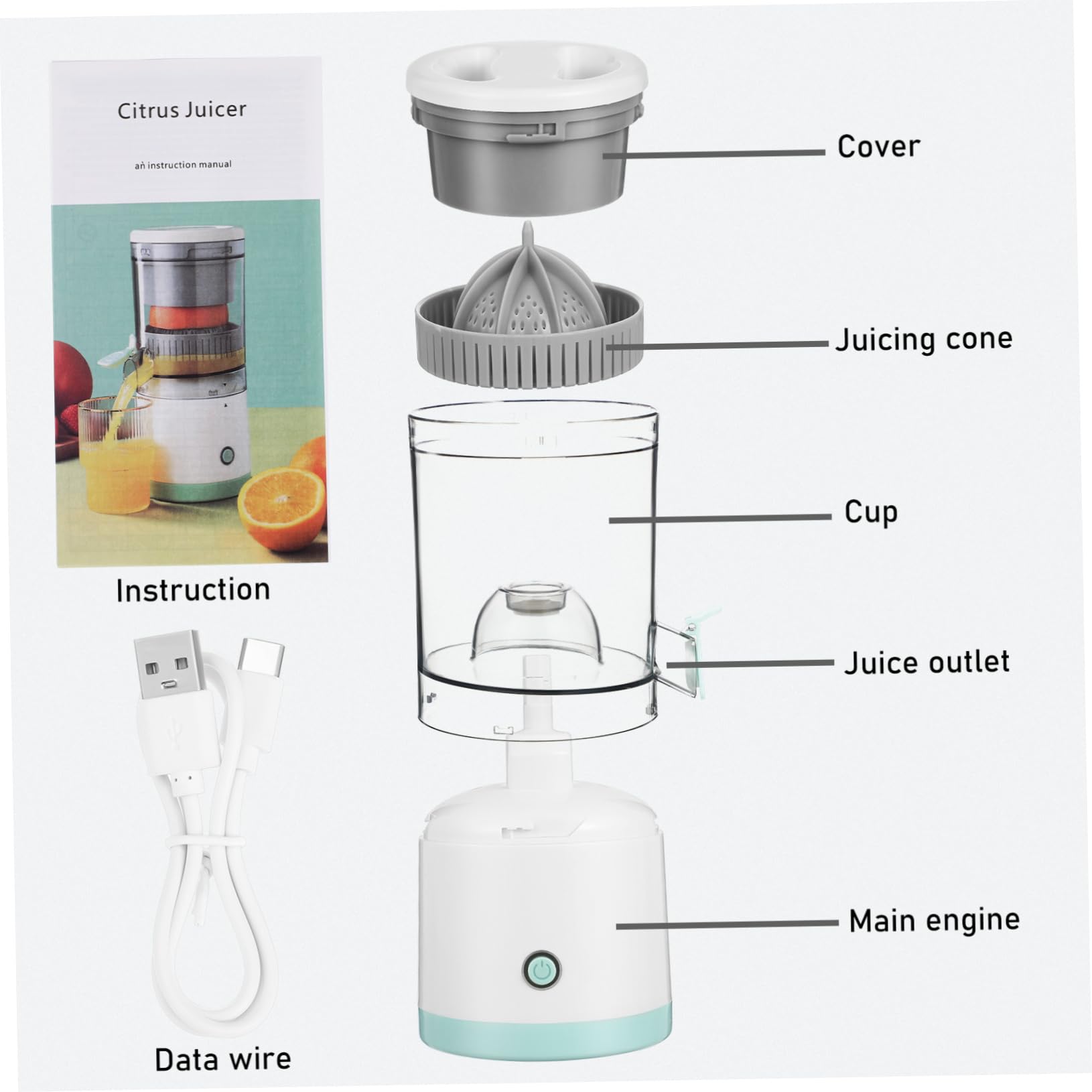 TOPBATHY Exprimidor Batería Cítricos o Portátil de Capacidad Recargable 7.4v de 400ml y 1600mah Frescos y Eficientes en Jugos Casa Viaje