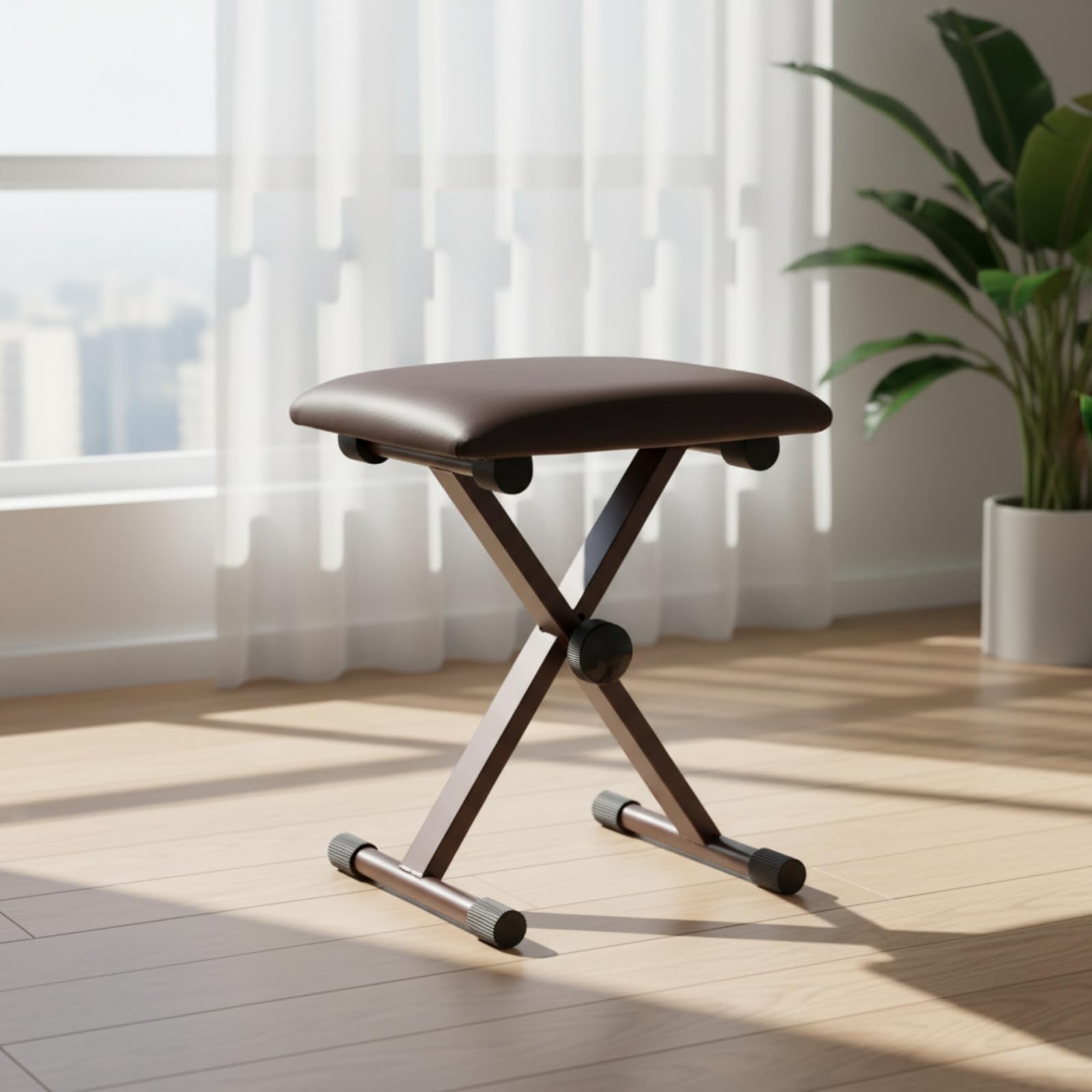 Banco Plegable con Asiento Acolchado Portátil Banco Piano Antislizan Banqueta para Pianistas, clistas