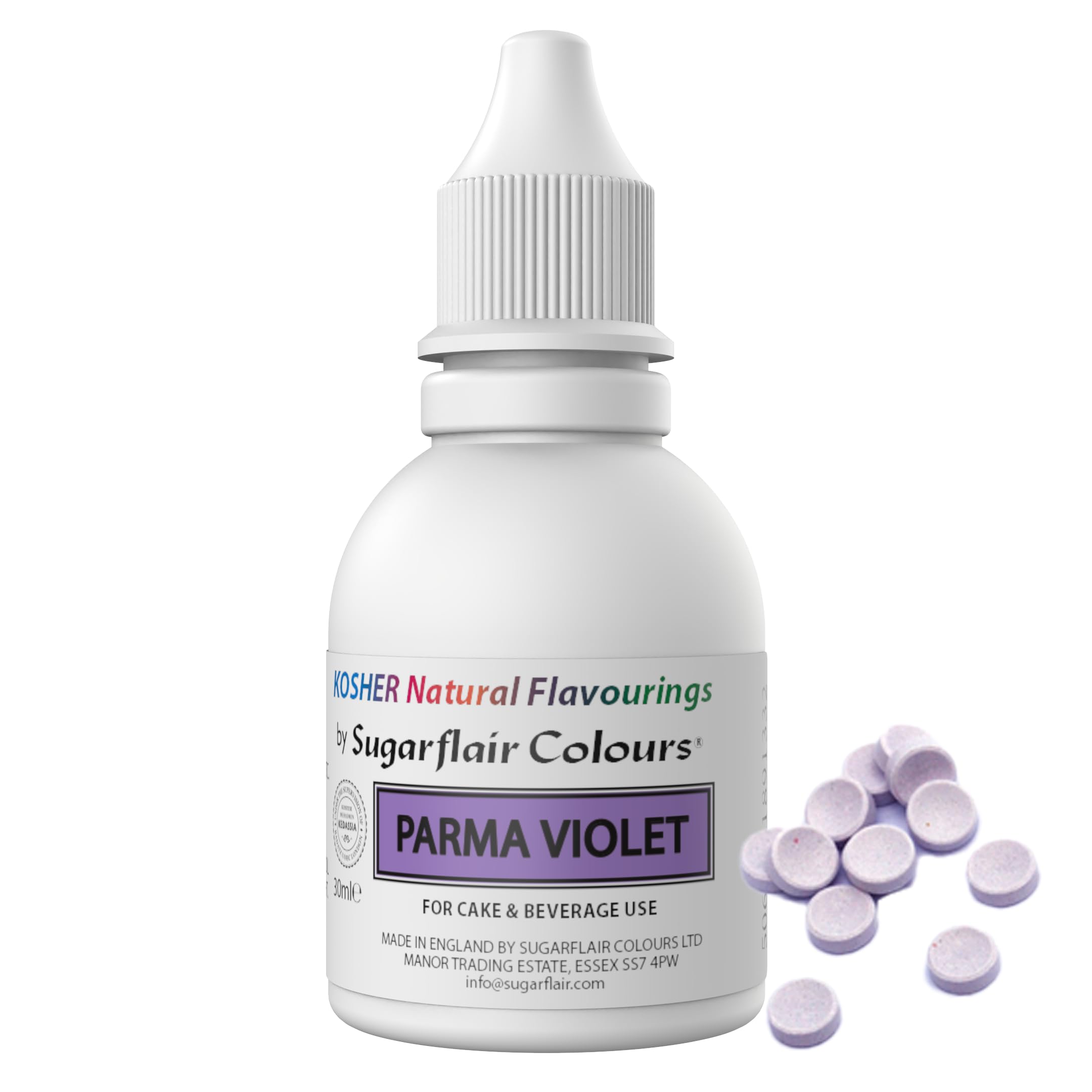 Sugarflair Parma Violet Flavouring - Natural Food Flavouring for Baking, Cakes, Ice Creams, Chocolates, Icings and More! Pack Your Bakes With A Delicious Natural Food Flavour Extract - 30ml