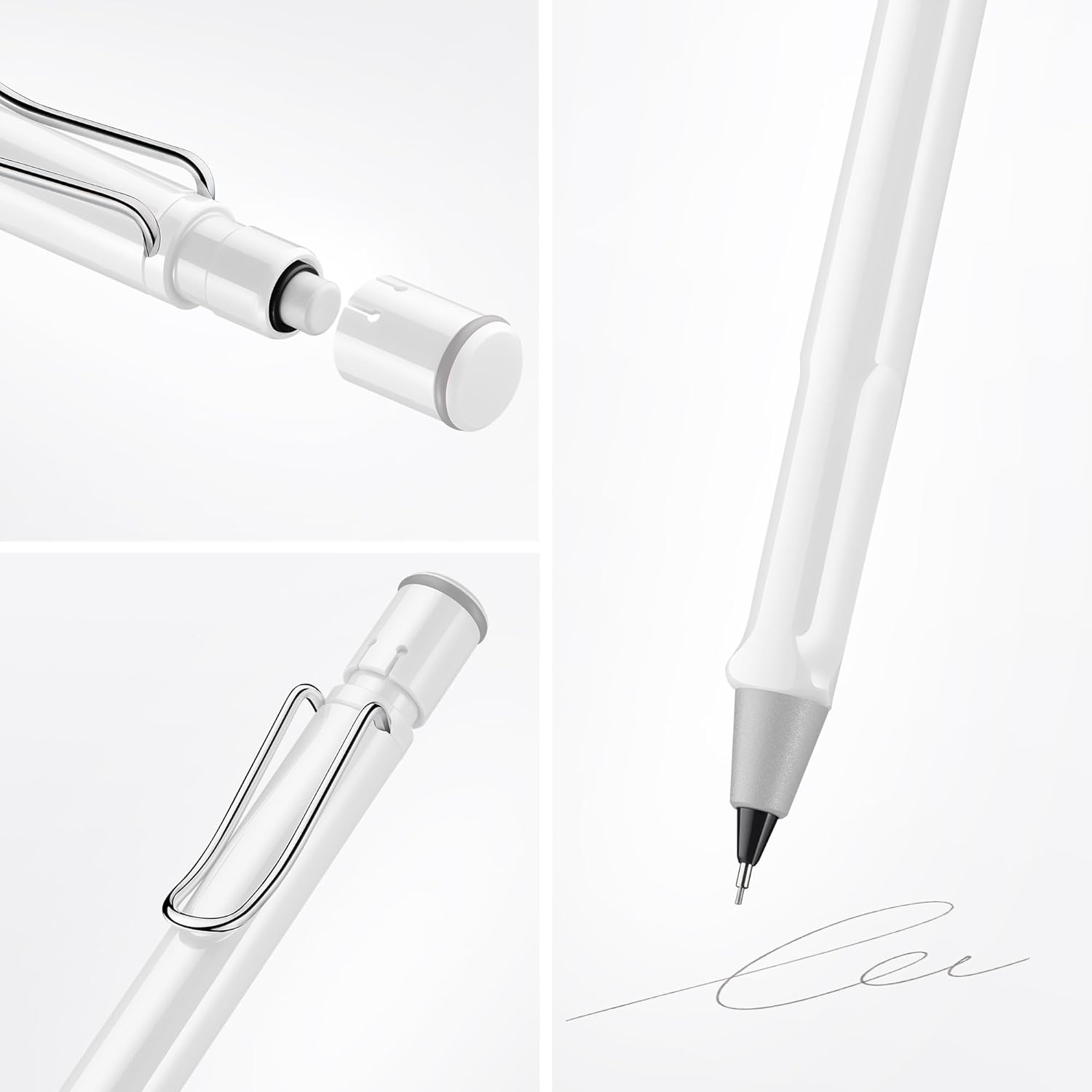LAMY（ラミー）safari ホワイト 白 ペンシル - 人間工学に基づいたグリップのシャープペンシル 丈夫な ASAプラスチック製ボディ - 筆記やデッサンに最適 - LAMY M 41 細字 リフィル 0.5 mm & 消しゴムチップ 付き