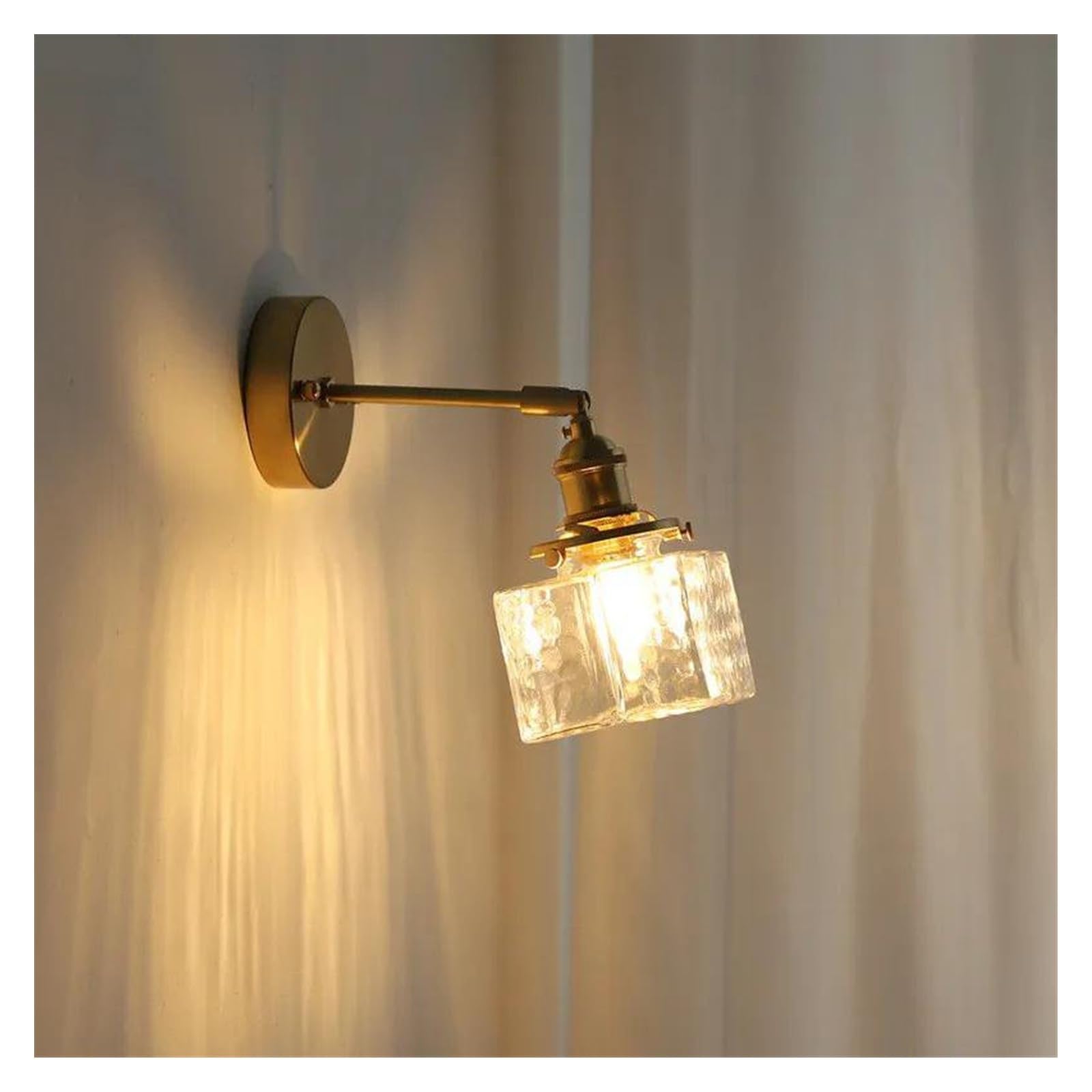 JYBNBBE Wall Sconces, Glass LED Bathroom Mirror Light Copper Home Indoor Lighting Luminaria Bedroom Living Room Nordic Modern Wall Lamp Sconce,Switch On The Socket-B