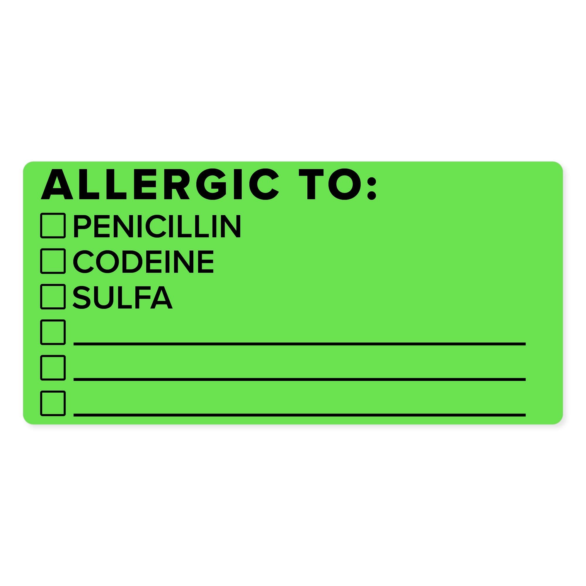 Allergic to Writable Green Allergy Labels
