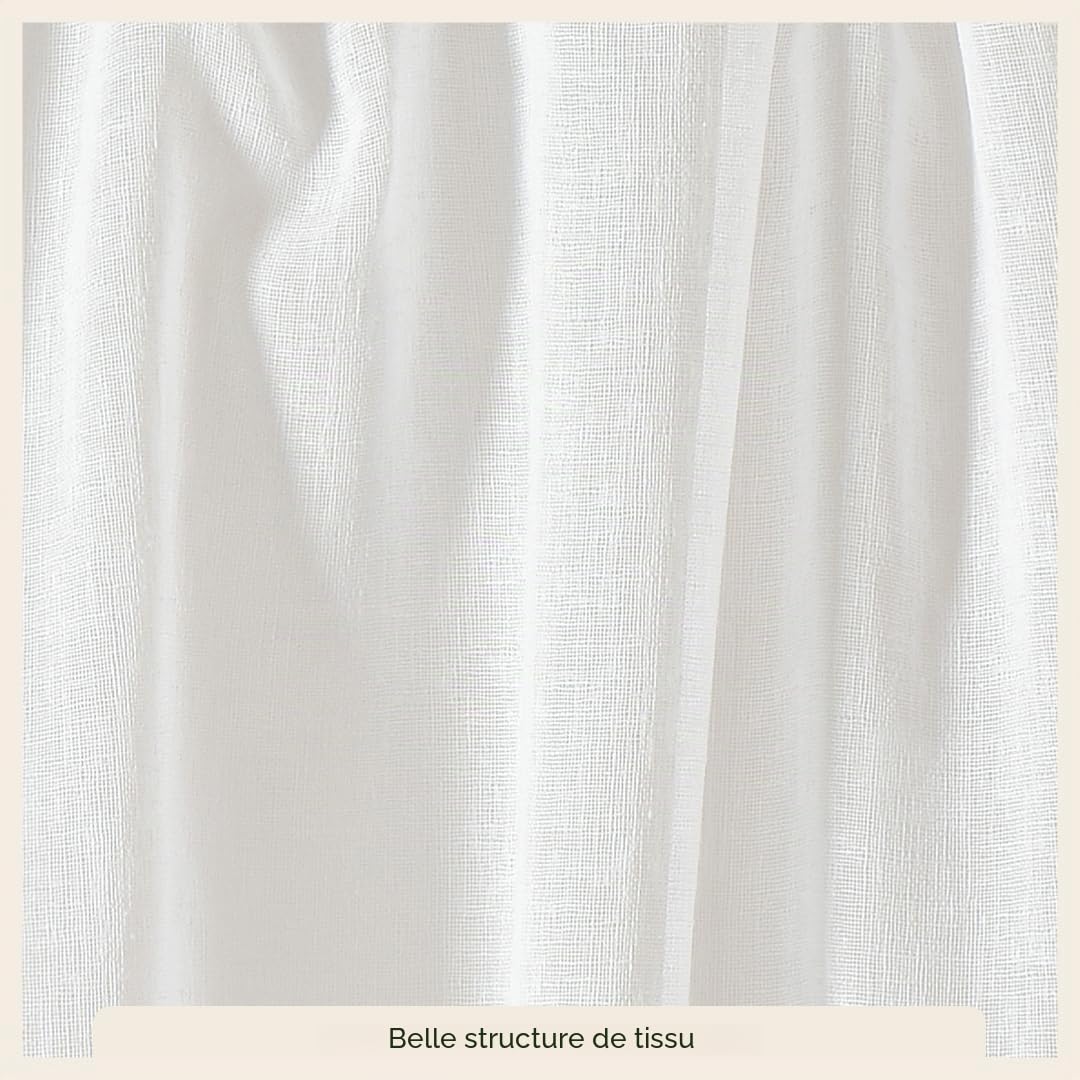 room99 Voilage Transparent avec Galon Fronceur Sensia 300 x 260 cm Décorations pour Maison Salon Chambre Fenêtre Intérieur rappelle Le Lin Blanc, 1 pièce