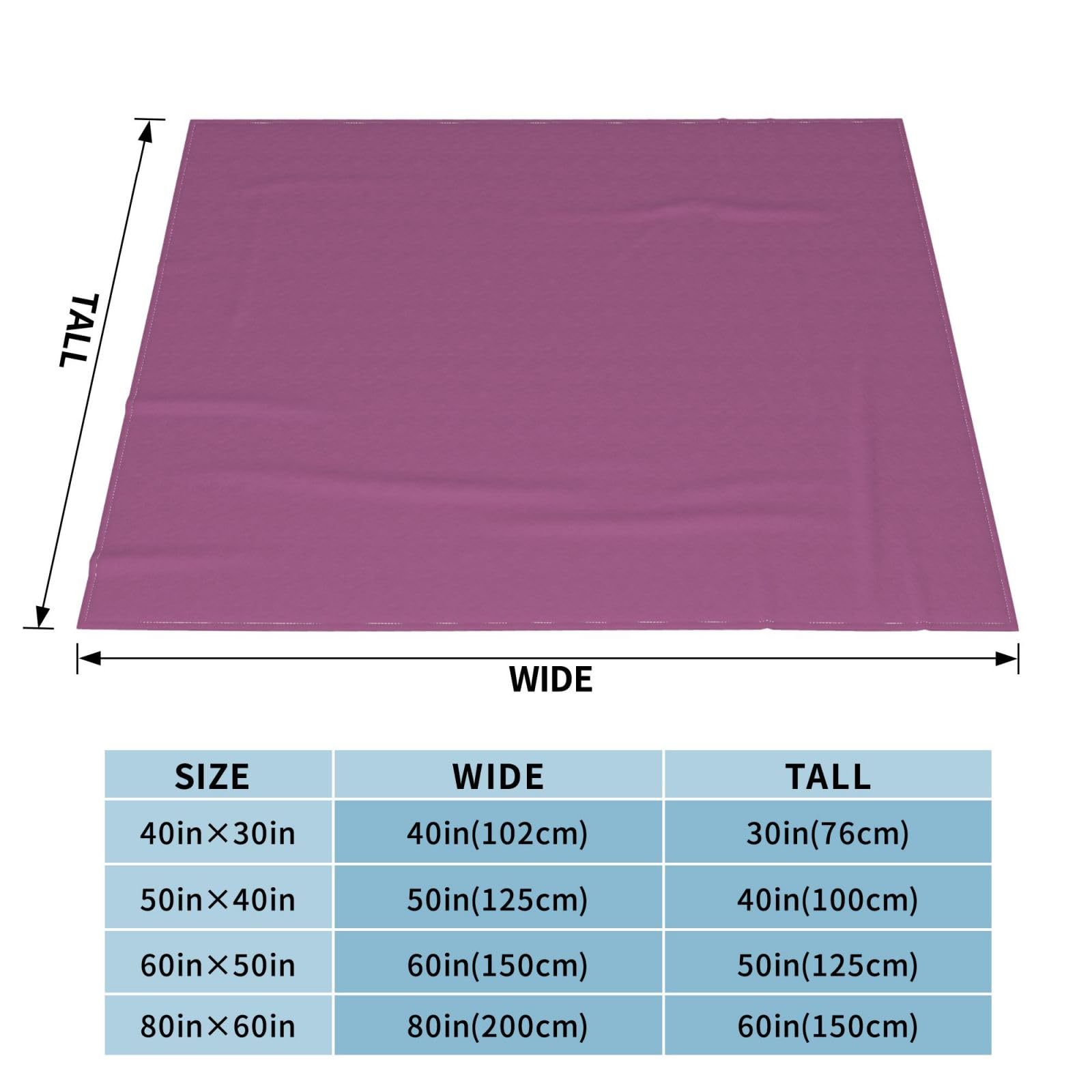 Manta de viaje portátil de 80 x 60 pulgadas, suave, resistente a las arrugas, plegable, color sólido, estampado rojo uva