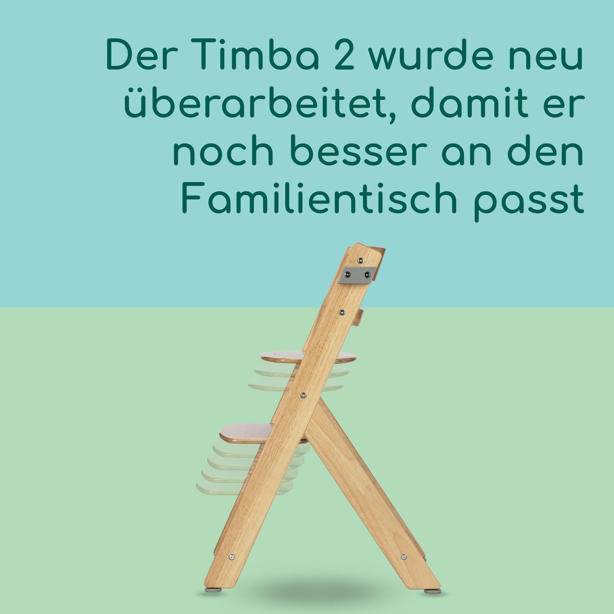 Bebeconfort Timba 2 mit Kissen, Mitwachsender Hochstuhl Baby, Ab 6 Monaten, Bis 110 kg, Ergonomischer Baby & Kinderhochstuhl Holz, Fast alle Esstische, Abnehmbares Tablett, Natural Wood + Beige