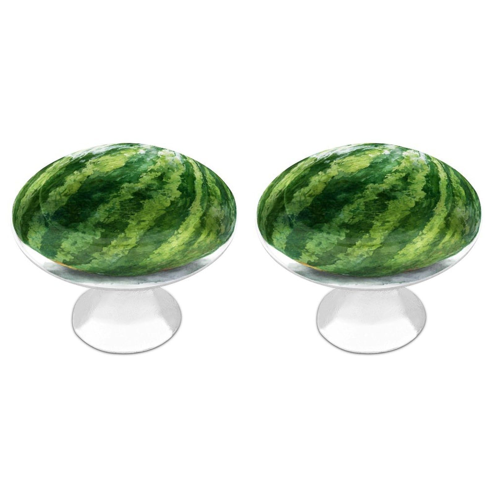 Jubonexis Watercolor A Watermelon with Green Stripes Round Drawer Cabinet Knobs Handles with Screws,2 Pcs, Drawer Dresser Knob Pulls Decor for Wardrobe Cupboard Home Office Kitchen