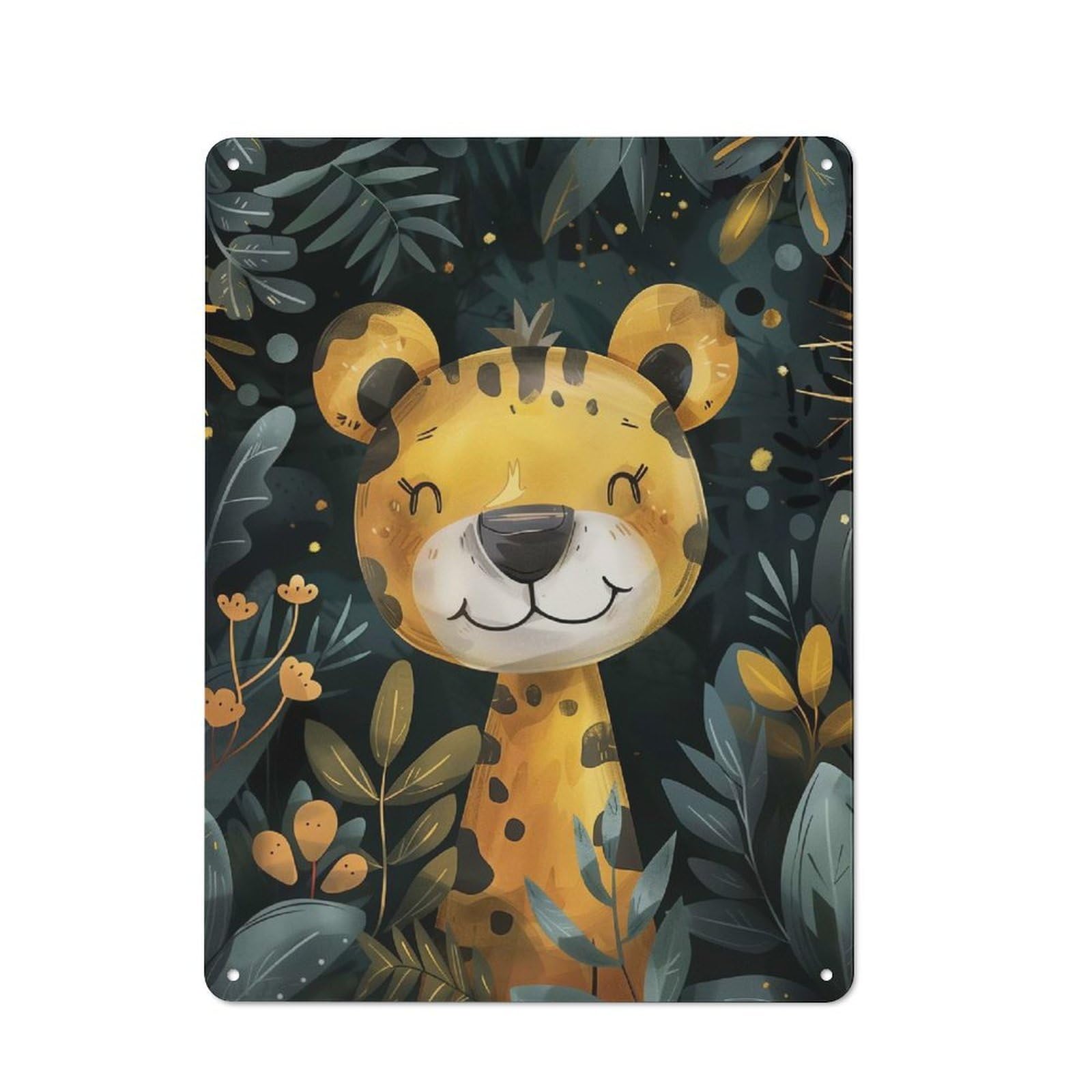 Watercolor Baby Jaguar Rustic Metal Plaque 40x30cm for Lounge Or Reading Corner, for Garage, Workshop And Man Cave Decoration