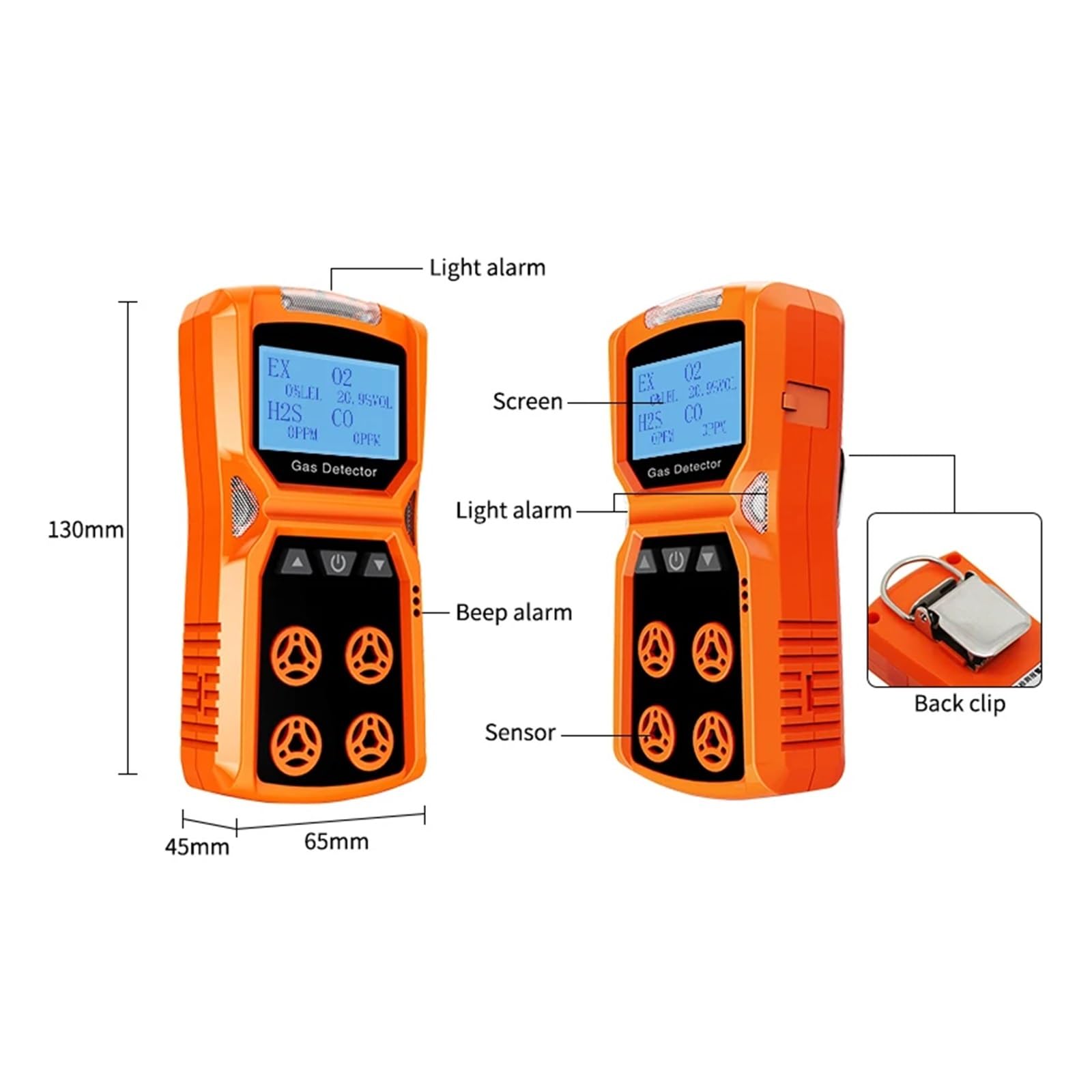 Multi-Gas-Detektor Gas Meter O2 H2S CO LEL 4 in 1 Hydron Sulfid Kohlenmonoxid Brennbaren Gas Leck Detektor Breites Anwendungsgebiet(Detector with Pump)