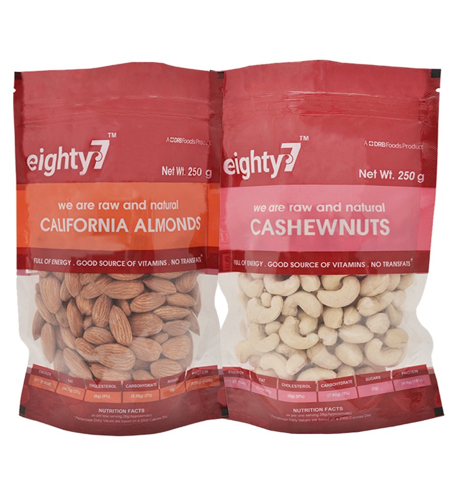 Eighty7 California Almonds and Cashewnuts Combo(250 GMS Each), 500g
