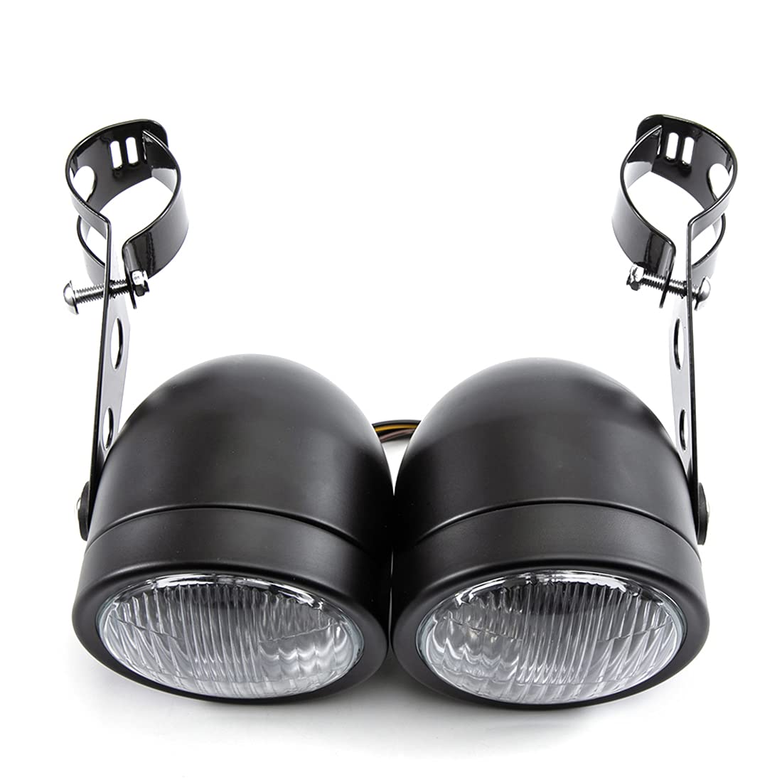 Reflektor motocyklowy Twin przedni reflektor z uchwytem do Bobber Chopper Cafe Racer