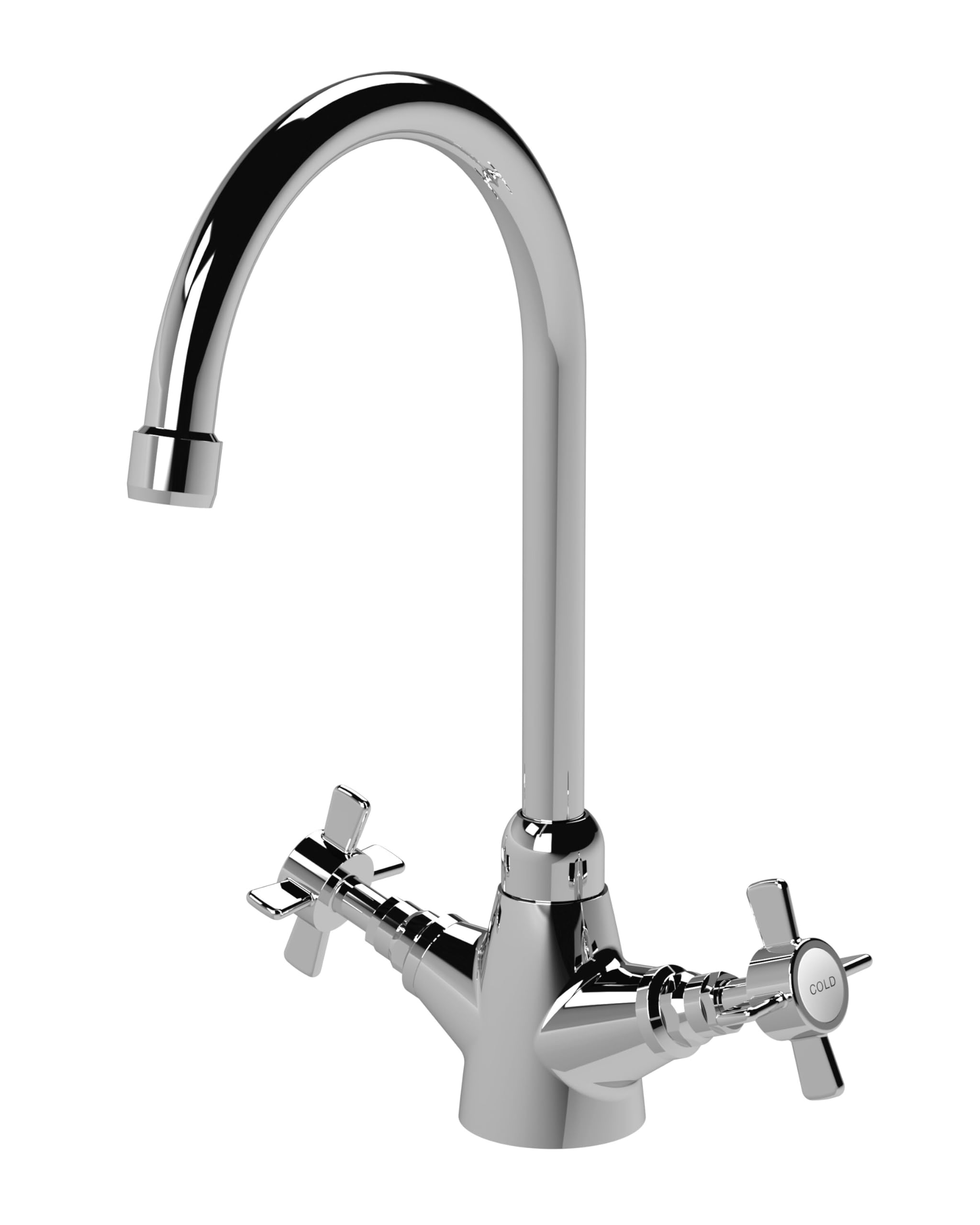 Balterley Mono Two Crosshead Handle Sink Mixer Tap - Chrome Silver