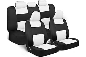 BDK PolyPro Full Set White on Black Car Seat Covers for Cars
