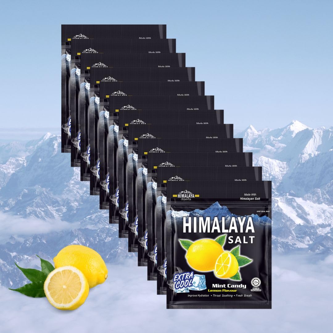 Caramelos Himalaya Sports - Aliento fresco - Extra fresco - Limón, menta y sal - Lote de 12 bolsitas de 15 g