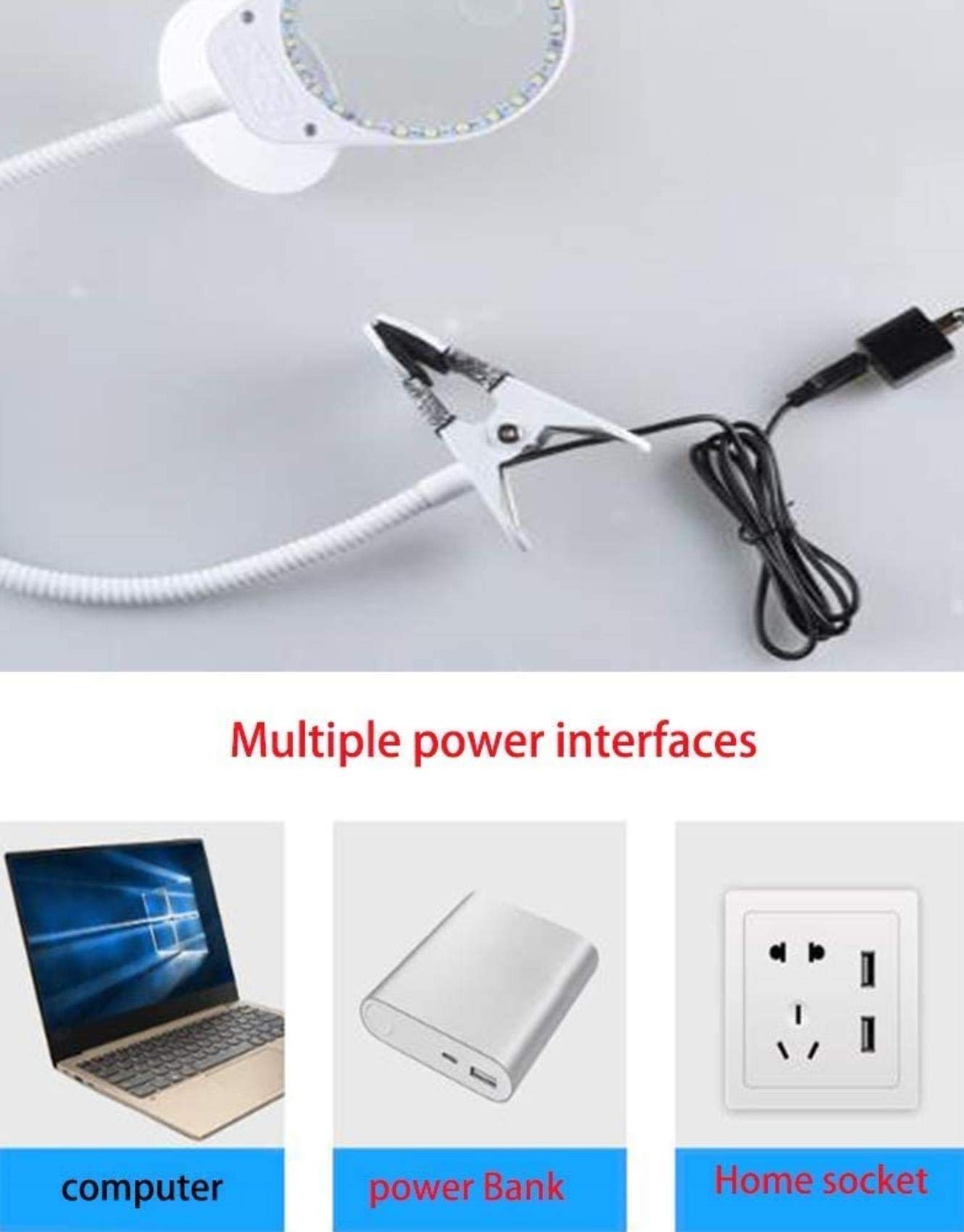 Lámpara de abrazadera de lupa de 3 x 10 aumentos con 26 luces LED, regulable, brazo giratorio ajustable, lupa iluminada para lectura, manualidades, reparación, lupa negra