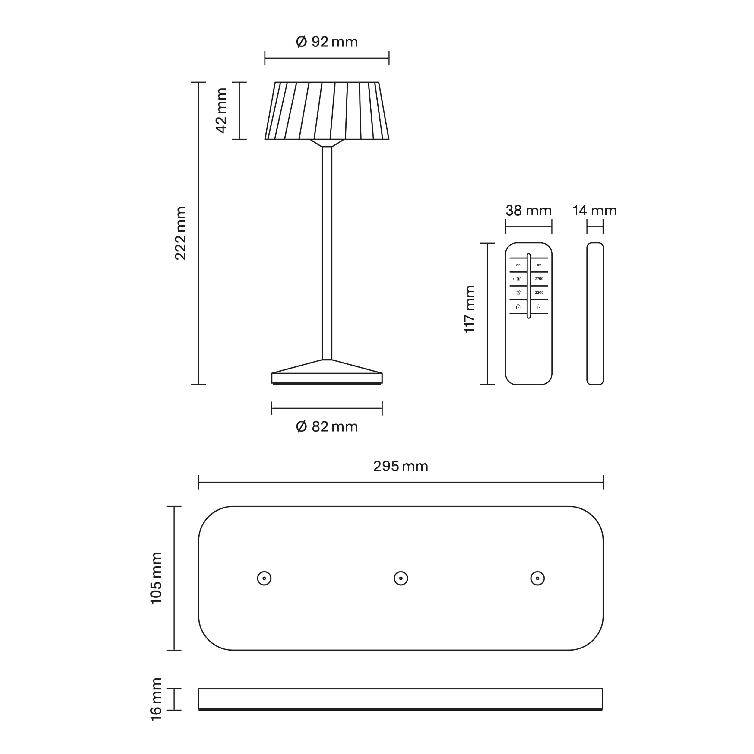 SIGOR Facetta Remote 3er-Set nachtschwarz inkl. Ladestation - LED Akku-Tischlampe dimmbar & kabellos mit Fernbedienungsfunktion, FlexMood (2200K/2700K), bis 12h Leuchtdauer, IP44 Outdoor & Indoor