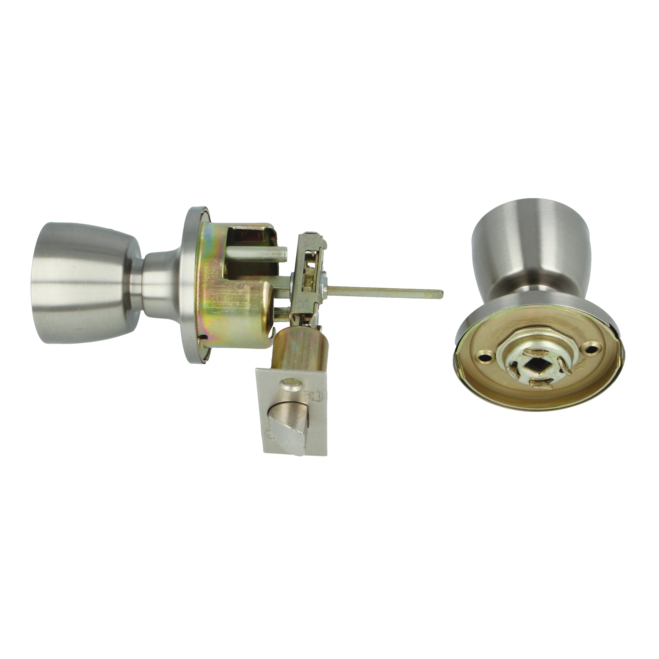 Amig Mod. 602 - Ensemble de boutons | Laiton Chrome Mat | 18,5x 8 cm | Avec loquet | Fonction privée | Dispositif d'urgence extérieur et serrure intérieure | Porte 35-45mm