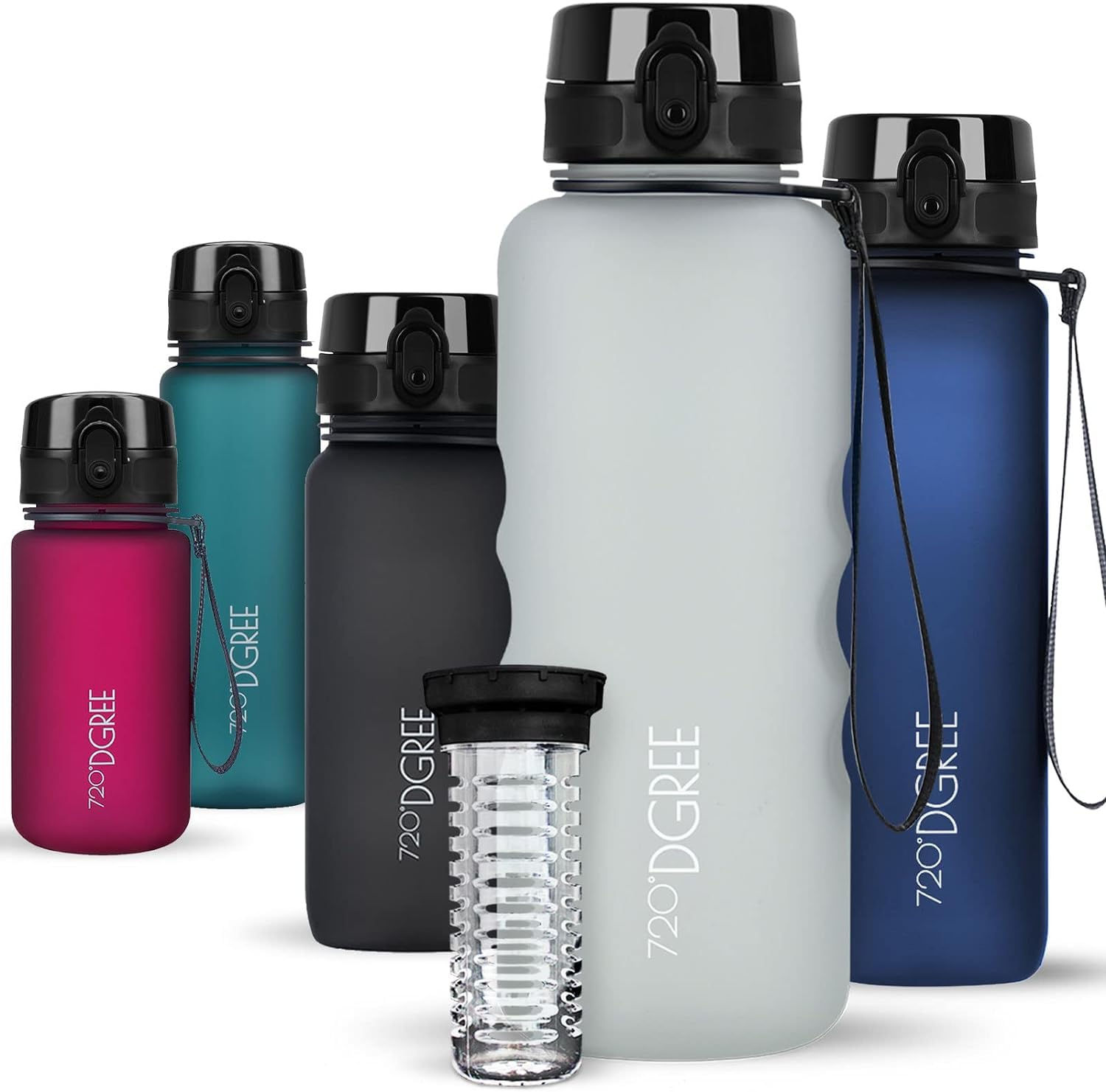720°DGREE Botella Agua 1 Litro “uberBottle“ - Tamiz-Fruta, softTouch - Sin BPA, Prueba de Fugas, Reutilizable - Cantimplora, Water Bottle ideal para Deporte, Fitness, Gimnasio, Senderismo, Ciclismo — view 319