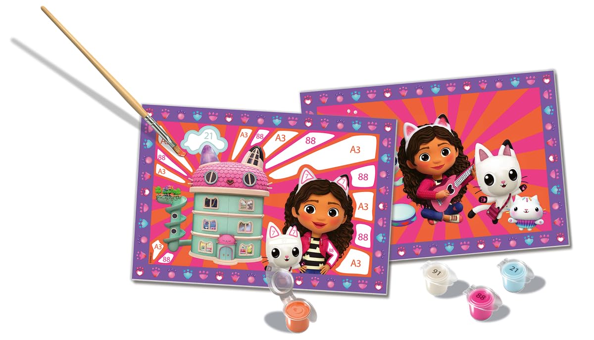Ravensburger - Creart Junior: Gabby's Dollhouse | Malowanie według numerów dzieci | Rzemiosło dziewczynka 5 lat | Płótno do malowania dzieci | Zawiera kompletny zestaw do malowania dla dzieci | 2