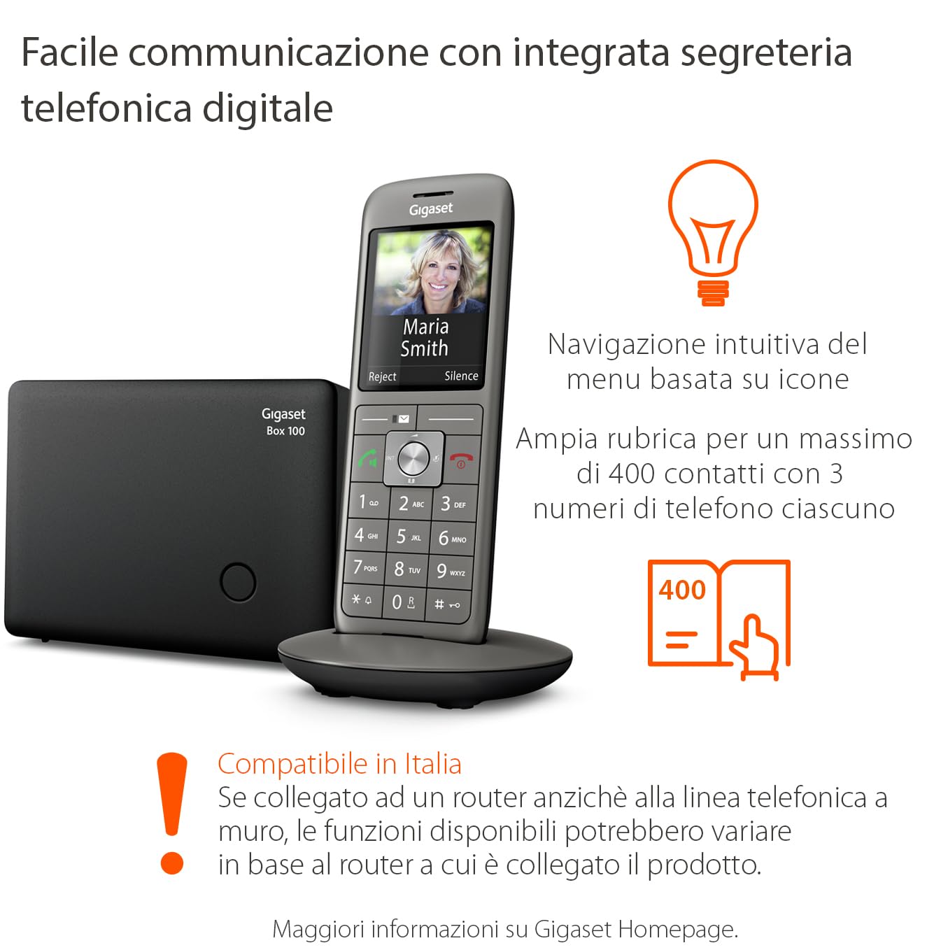 Gigaset CL660 Telefono Cordless con Vivavoce, Display a Colori, Nero | Collegabile al PC tramite micro USB, [Versione Italiana]