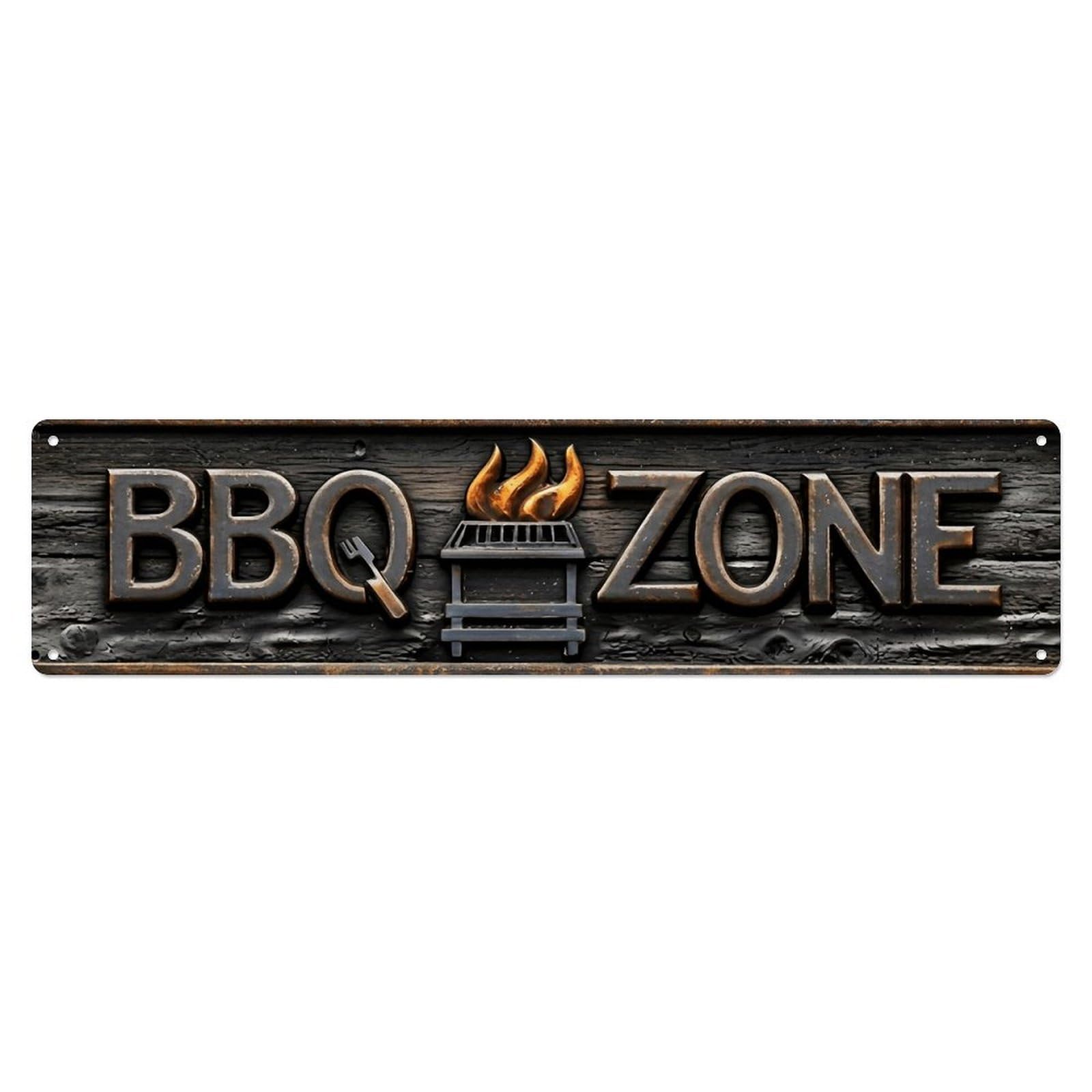 Okahys 4X16inch(10X40cm) Bbq Barbecue Zone Charcoal Roast Vintage Metal Tin Sign