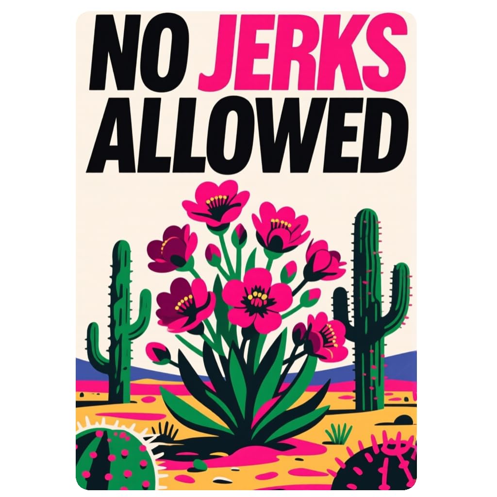 2D Charming 8x12" Vintage 'No Pricks Allowed' Metal Tin Sign with Cactus Illustration - Rustic Wall Decor for Home, Cafe, Office, Kitchen - Durable, Easy-to-Hang Art, 2D, Perfect for Room Decor