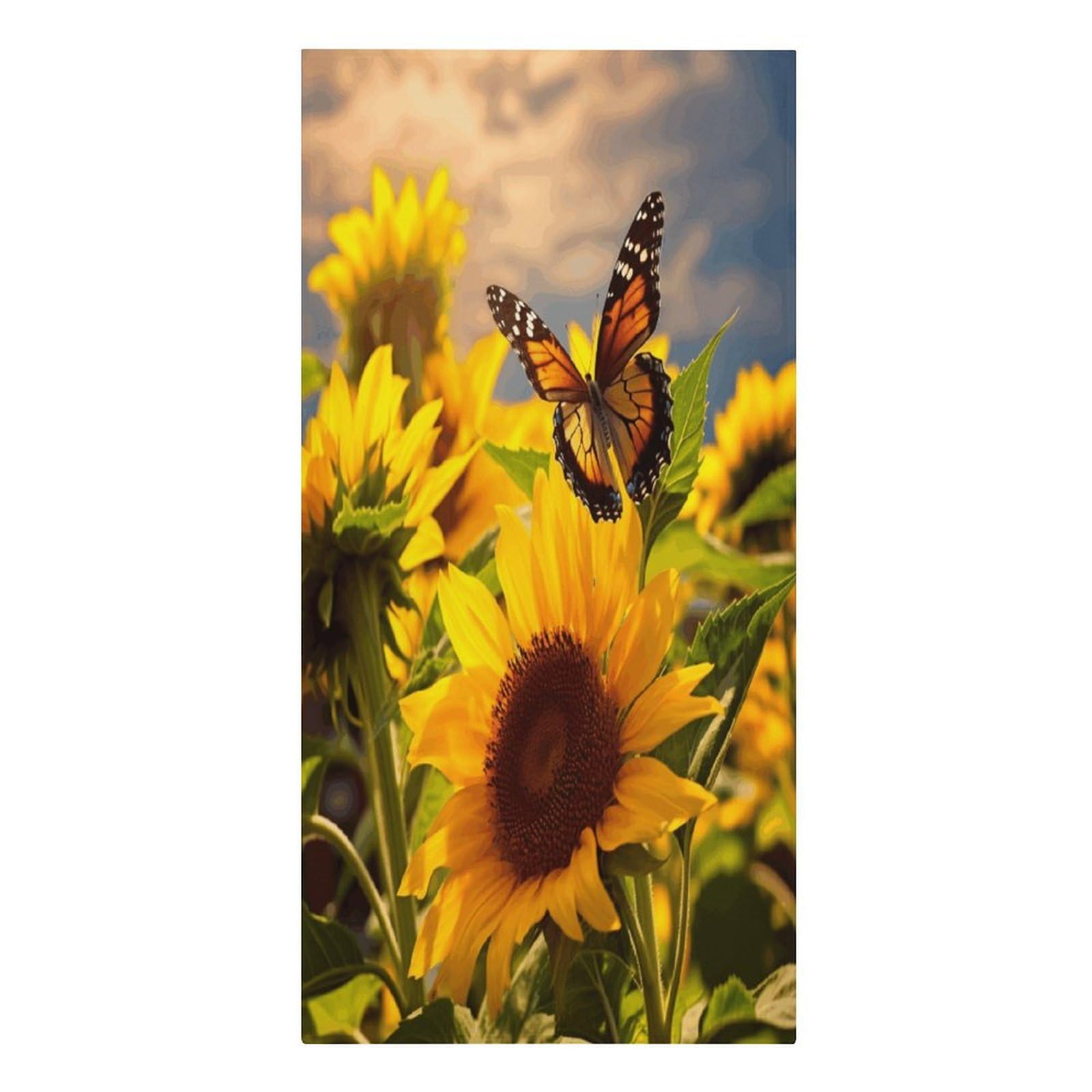 FekiLoot Sunflower Butterfly Towels Soft Oversized Beach Towels Absorbent Sand Free Bath Towel Travel Compact Swim Towels Lightweight Quick Dry Pool Towel Large Beach Blanket 30" X 61"