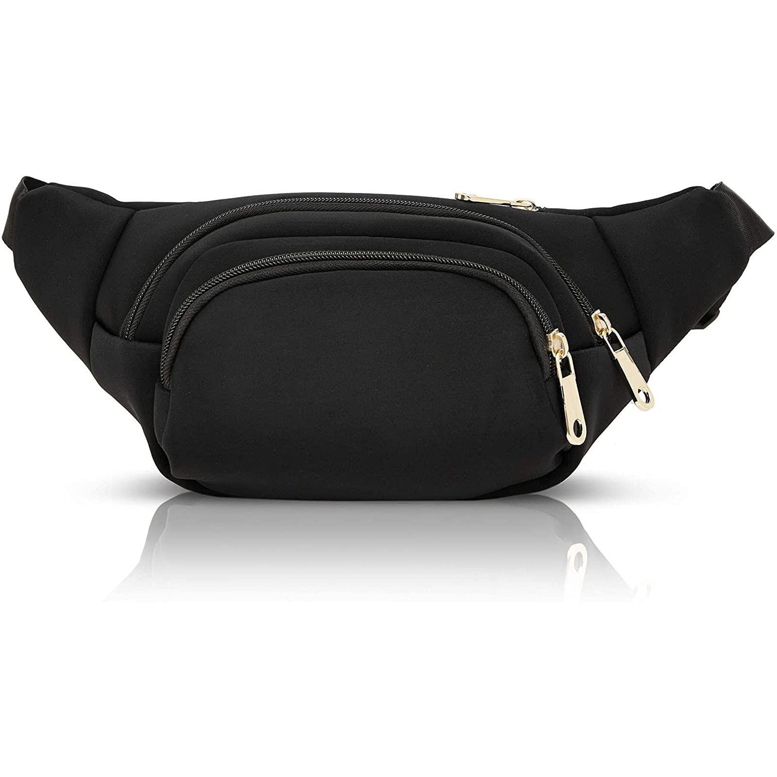 Plus Size Fanny Pack with Adjustable Strap 34-60 Inches, Expands to 5XL, Black, L