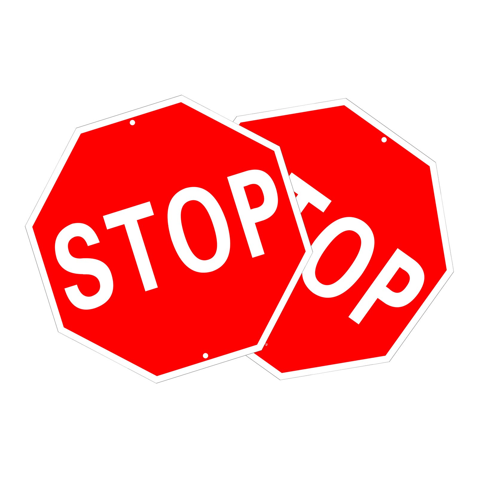 Goodvia Stop Signs Metal 12 x 12 Inches, 2 x Road Stop Signs Traffic Stop Sign Octagonal Aluminum Outdoor STOP Sign ​with 2 Pre-Drilled Holes, Rust Free Weatherproof